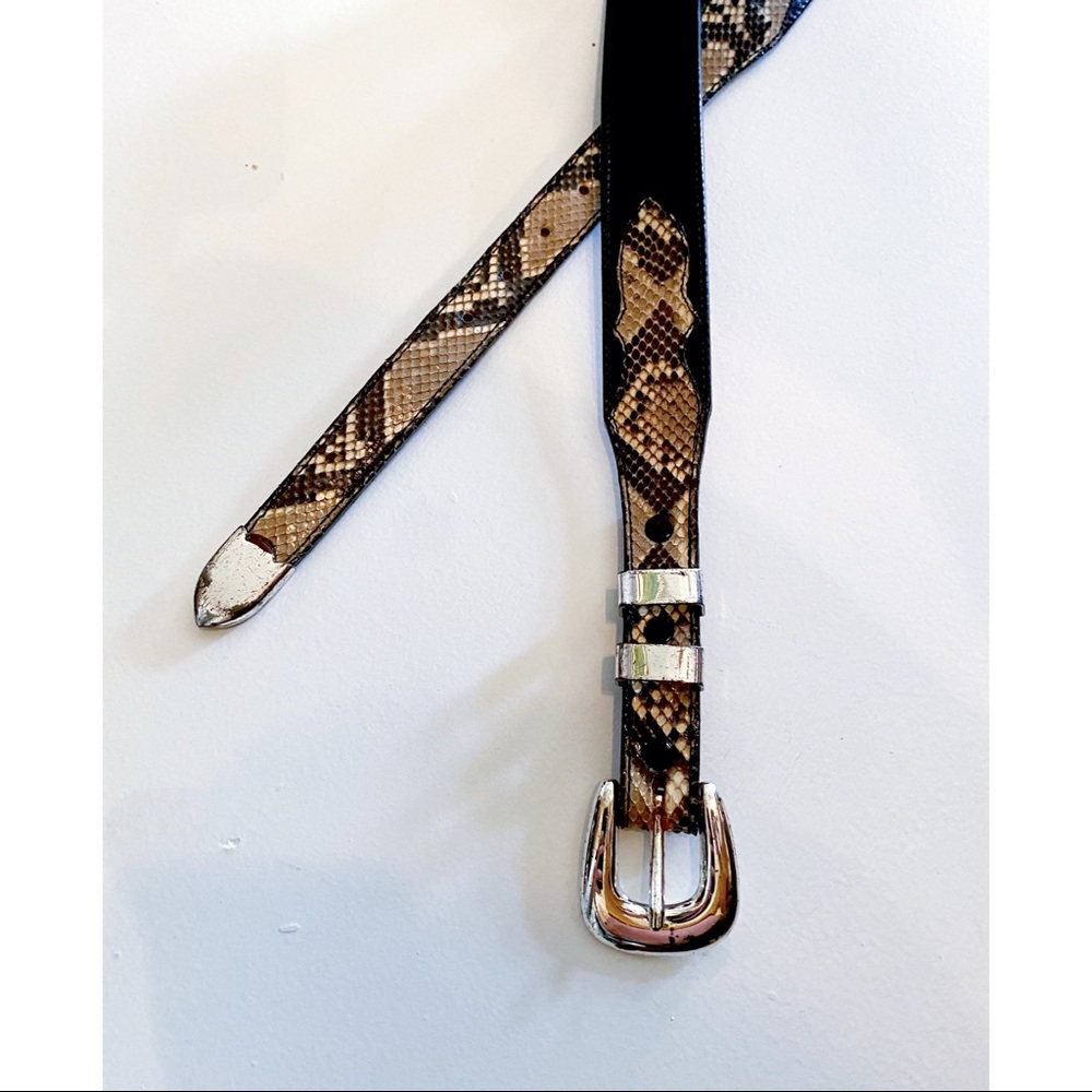 Vintage leather and python western belt - Picture 2 of 5